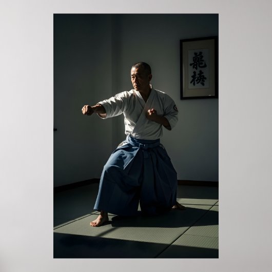 Poster Old Karate Master Performing Kata (Devant)