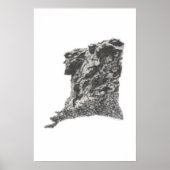 Poster Old Man in the Mountain, NH - Pen Sketch Imprimer (Devant)