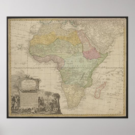 Poster Old Map of Africa, Africa Print, 1737 (Devant)