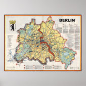 Poster Old Map of Berlin 1961, Cold War Era Print (Devant)