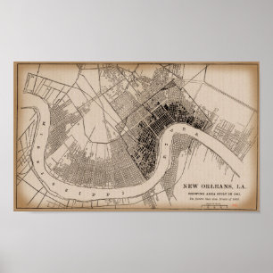 Poster Old New Orleans 1841 Map