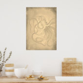 Poster Old octopus Sea life | Vintage Paper (Cuisine)