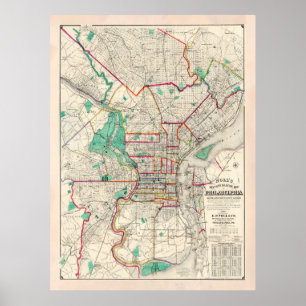 Poster Old Philadelphia PA Map (1890)
