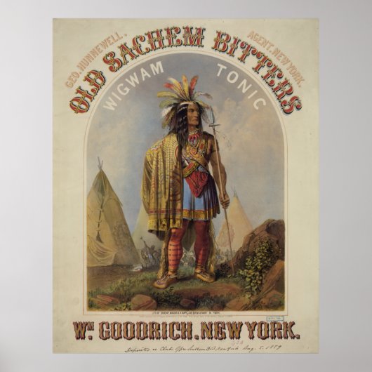 Poster Old Sachem Bitters - Wigwam Tonic [1859 ? ] (Devant)