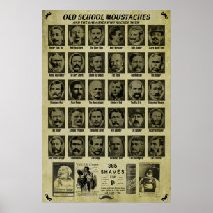 Poster Old School Moustaches - Good Humor for Bars n More