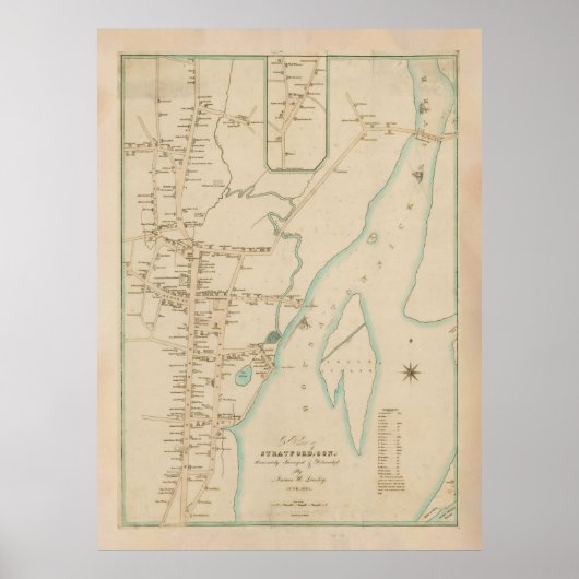 Poster Old Stratford CT Map (1824) (Devant)