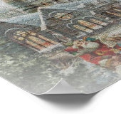 Poster Old time Santa with children in front of a church  (Coin)