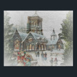 Poster Old time Santa with children in front of a church<br><div class="desc">Old time Santa with children in front of a church on a snowy day.
100% Customizable. Click on the CUSTOMIZE button to add,  move,  delete,  resize or change any of the fonts or graphics.</div>