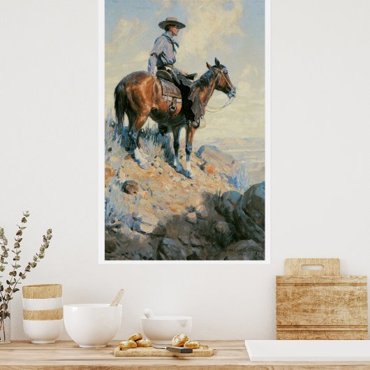 Poster Old West Cowboy of the Plains Art Imprimer l'affic (Cuisine)