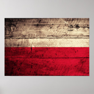 Poster Old Wooden Poland Flag