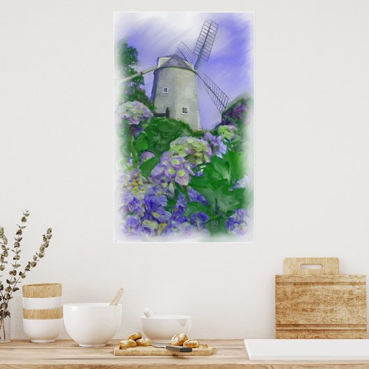 Poster Olde Cape Cod Windmill Oil Print (toile standard) (Cuisine)