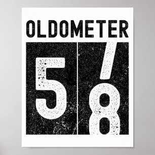 Poster Oldomètre 58e anniversaire drôle rétro qui a 58 an