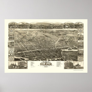 Poster Olean, carte panoramique de NY - 1882