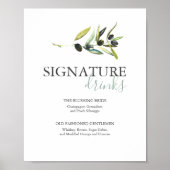 Poster Olive Branch Signature Drinks Wedding Sign (Devant)