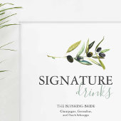 Poster Olive Branch Signature Drinks Wedding Sign
