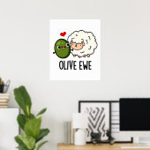 Poster Olive Ewe drôle Amour Pun (Bureau à domicile)