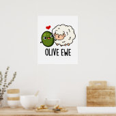 Poster Olive Ewe drôle Amour Pun (Cuisine)