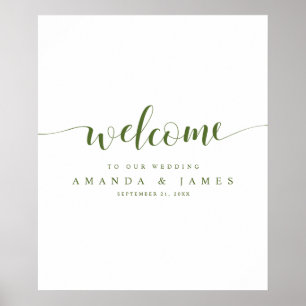 Poster Olive Green Calligraphie Printemps Mariage Bienven
