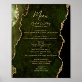 Poster Olive Green Gold Agate Mariage Table Menu (Devant)
