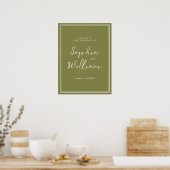 Poster Olive Green Modern Wedding Welcome Sign (Cuisine)
