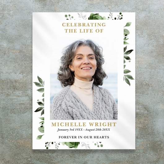 Poster Olive Green Photo Funérailles Célébration De La Vi