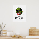 Poster Olive Rock Et Roll Funky Rocker Olive Pun (Cuisine)
