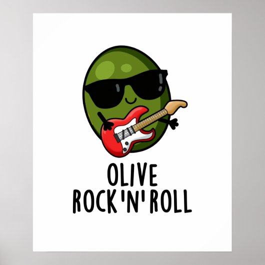 Poster Olive Rock Et Roll Funky Rocker Olive Pun (Devant)