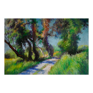 Poster Olive Trees by the Sea – Pastel Méditerranéen