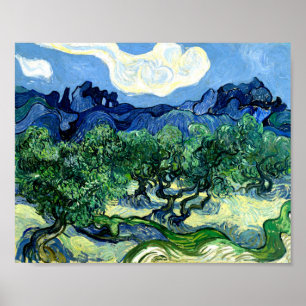 Poster Olive Trees with Alpilles (1889) Van Gogh