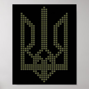 Poster Olive Ukrainien Symbole Tryzub Sur Le Coeur - Ukra