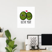 Poster Olive You Funny Love Pun (Bureau à domicile)