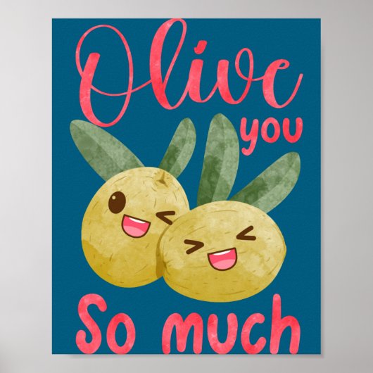Poster Olive You So Much Funny Food Pun Baby  (Devant)