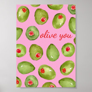 Poster Olive You Watercolor