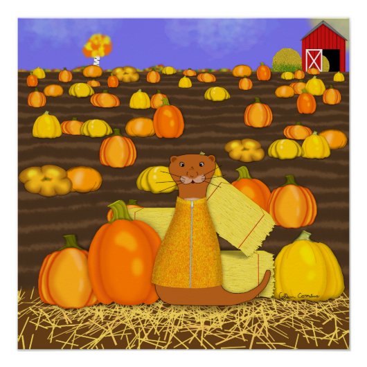 Poster Oliver Le Otter prend un Citrouille (Devant)