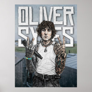 Poster Oliver Sykes Illustration – Rock Star Portrait Art