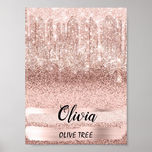 Poster Olivia Name Meaning Birthday 16th Bridal Rose (Devant)