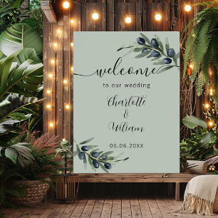 Poster olivier mariage verdure feuille bienvenue