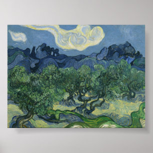 Poster Oliviers de Van Gogh avec les Alpilles à l'arrière