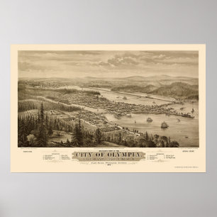 Poster Olympia, carte panoramique de WA - 1879