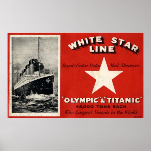 Poster olympique et Titanic de la ligne White Star (Devant)