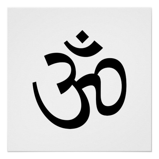 Poster Om Aum contour Icône, Symbole hindouiste, noir bla (Devant)
