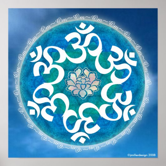 Poster Om Circle Snowflake Mandala (Devant)