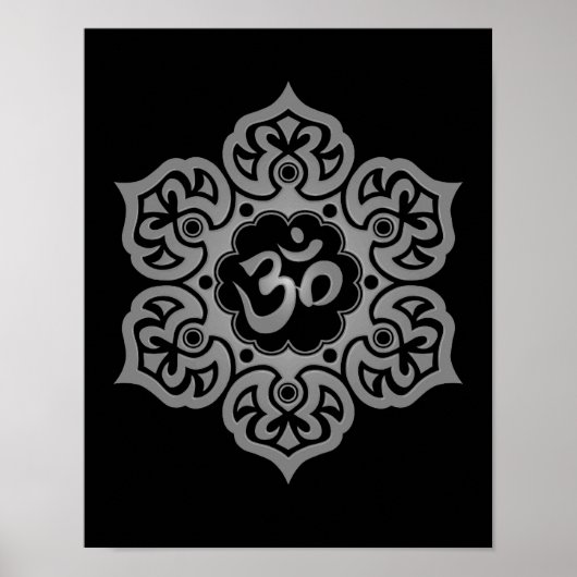 Poster Om de fleur de Lotus foncé (Devant)