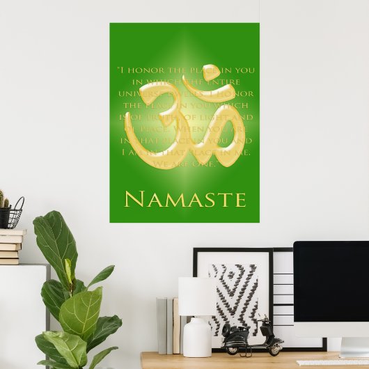 Poster Om en Vert & Or - Namaste (Bureau à domicile)