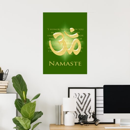 Poster Om en Vert & Or - Namaste (Bureau à domicile)