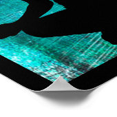 Poster Om Turquoise et Black Femmes Méditant Yoga Poste (Coin)