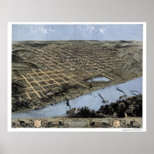 Poster Omaha, carte panoramique de Ne - 1868
