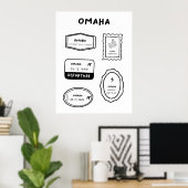 Poster Omaha - Collection de timbres de voyage | Minimali (Bureau à domicile)