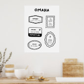 Poster Omaha - Collection de timbres de voyage | Minimali (Cuisine)