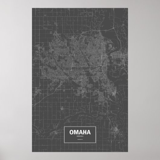 Poster Omaha, Nebraska (blanc sur noir) (Devant)